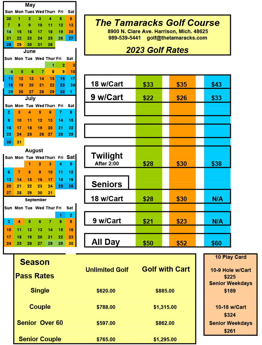 Rates The Tamaracks